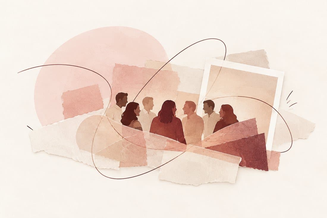 Illustration of friends reuniting